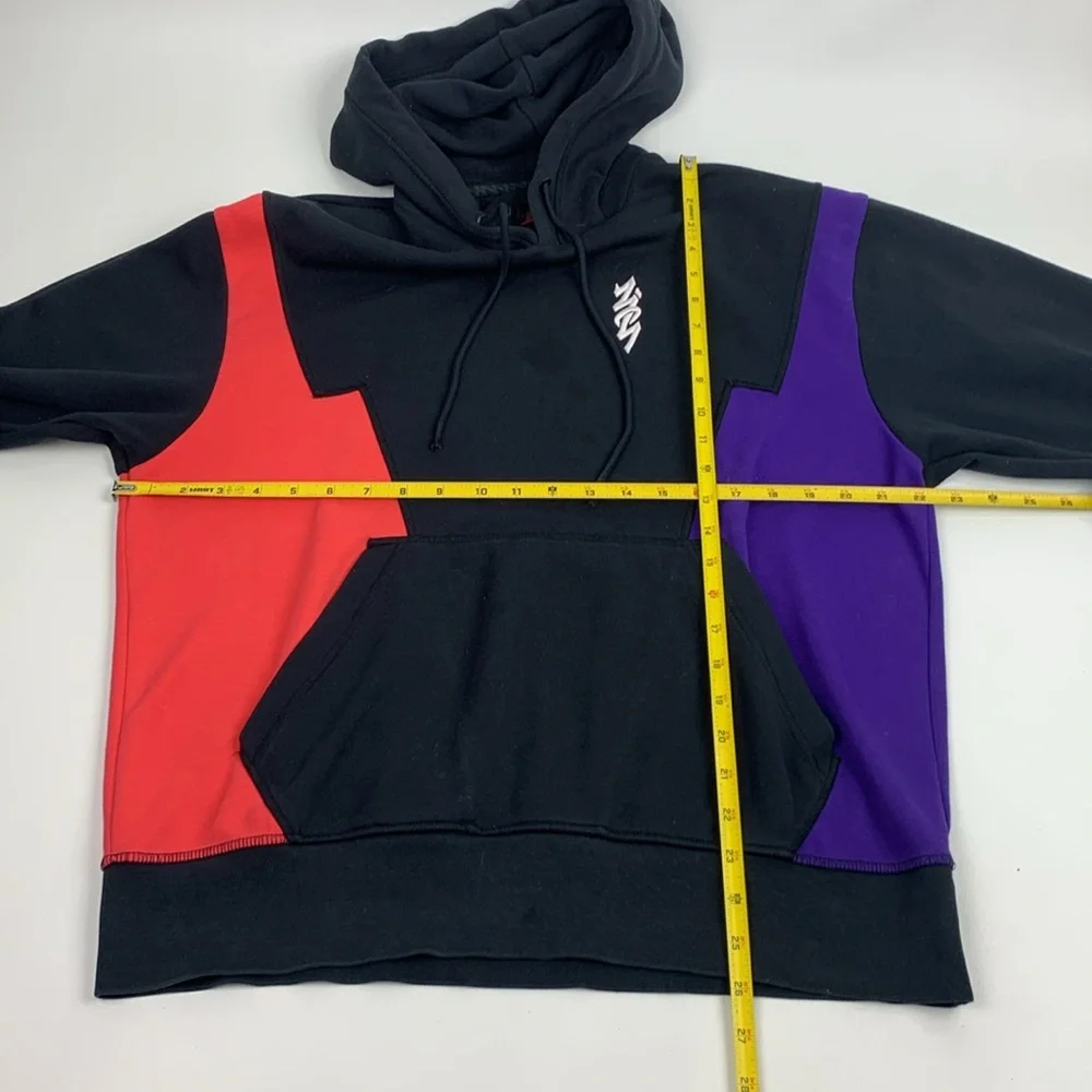 Vintage retro Jordan Black Hoodie Red Purple colors White logo Drawstring Medium